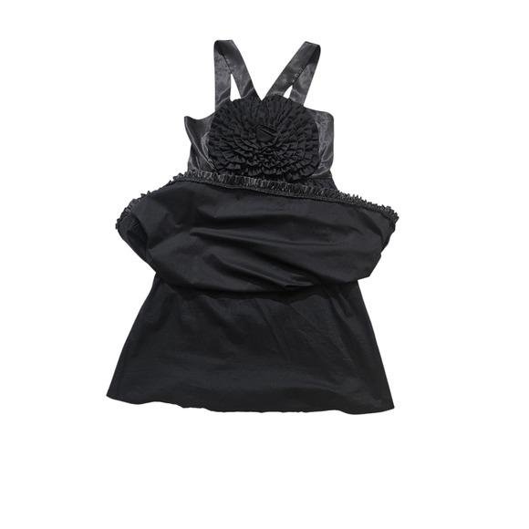 New Anthropologie burlapp swirled rosette black cocktail midi dress size 6 - Picture 6 of 12